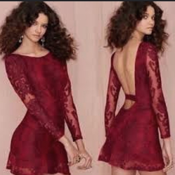For Love And Lemons Dresses & Skirts - Elegant‎ Burgundy Lace Dress
